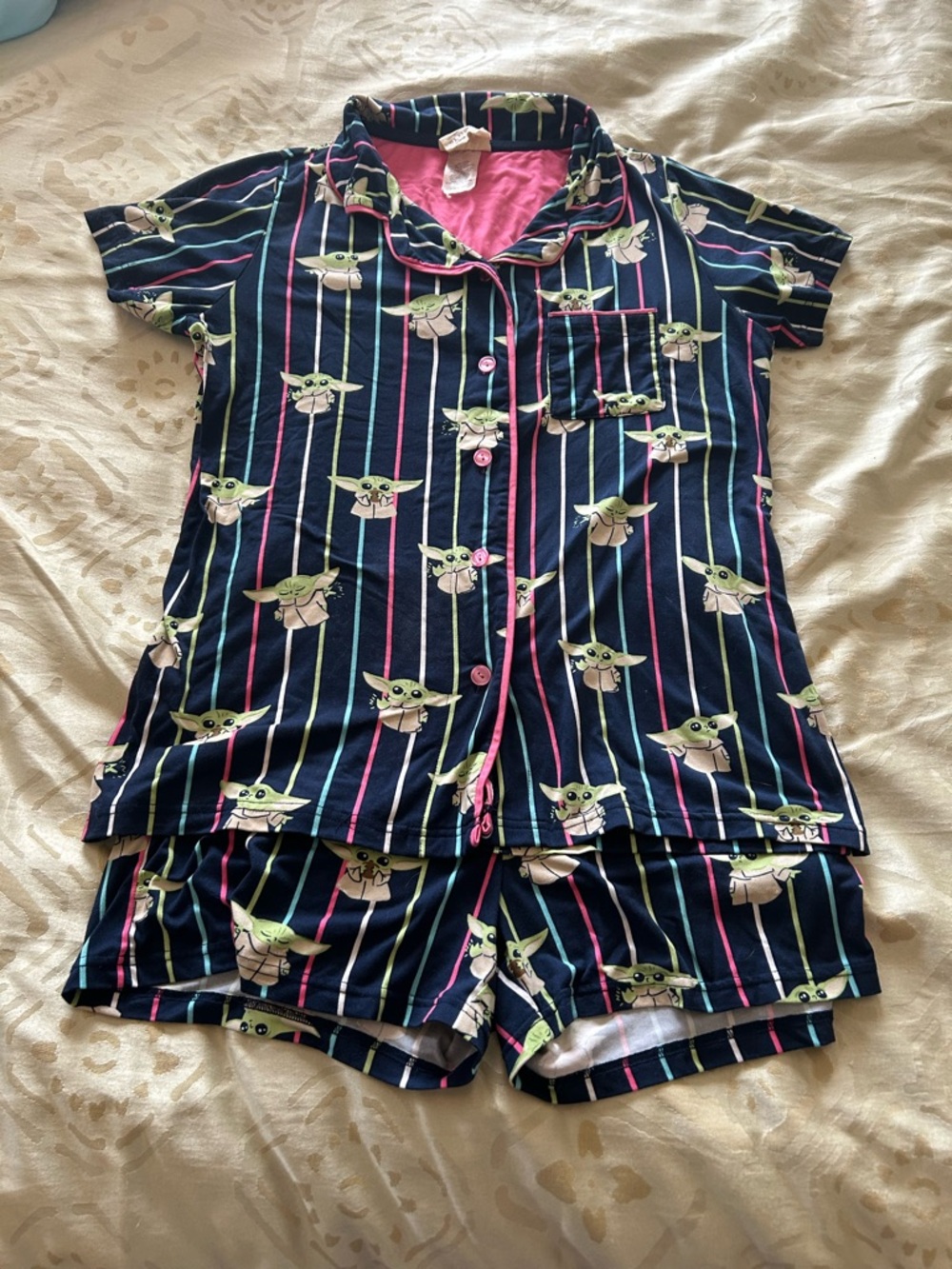 Star Wars Pajama Top - Navy, Pink & Green Stripes